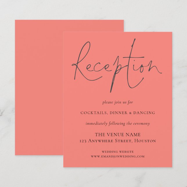 Budget Script Reception Coral Rose Wedding Encl (Front/Back)