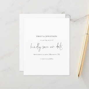 Budget Script Simple Black White Save The Date