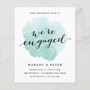 Budget Script Watercolor Engagement Invitation
