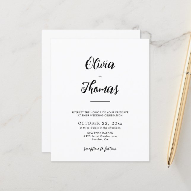 BUDGET Script Wedding Details Qr Code & Invitation (Front/Back In Situ)
