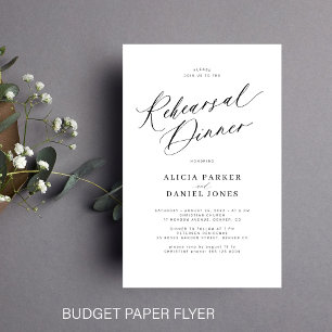 Budget script wedding rehearsal dinner invitation flyer