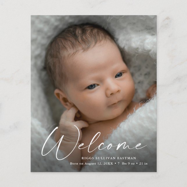  Budget Script Welcome Baby Photo Thank You (Front)