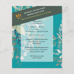 BUDGET Sea Glass Green Eucalyptus Leaves Wedding Flyer