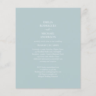 BUDGET Sea Glass Sage Green Monochrome Wedding Flyer