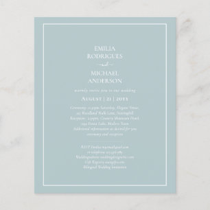 BUDGET Sea Glass Sage Green Monochrome Wedding Flyer