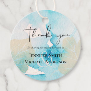 BUDGET Sea Glass Shades Watercolor Wedding Favour Tags