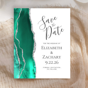 Budget Seafoam Green Agate Silver Save the Date