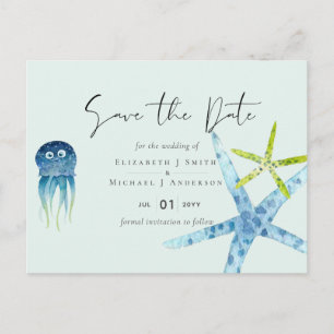 BUDGET Sealife Beach Ocean Wedding Save the Date Postcard