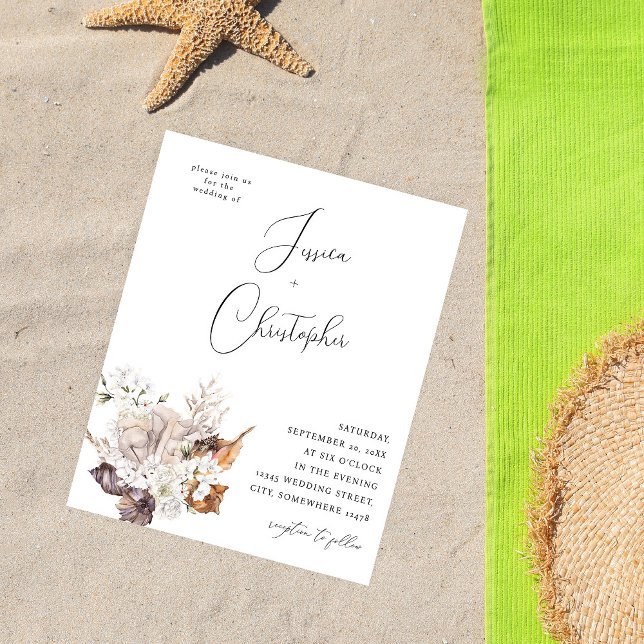 Budget Seashells & White Floral Wedding 2 Flyer (Creator Uploaded)