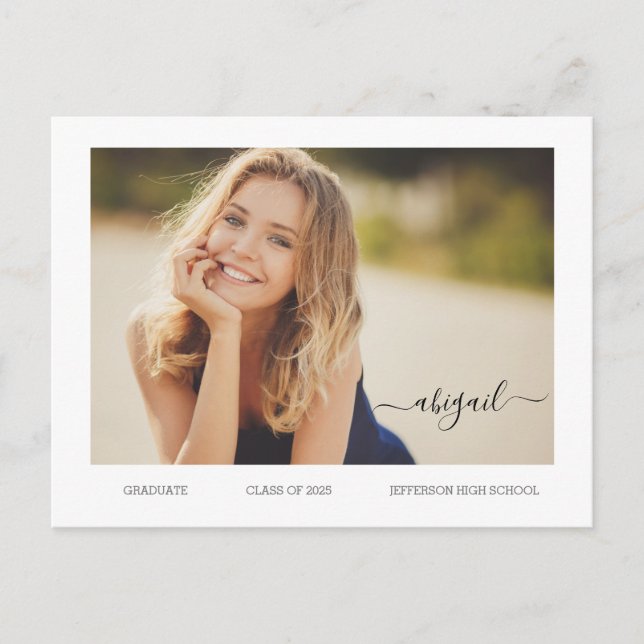 BUDGET Senior Modern Photo Grad Announcement Postcard (Front)