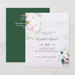 BUDGET Shabby Pink Magnolia Chic Wedding Invite