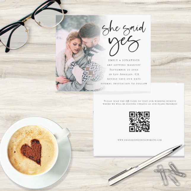 Budget She Said Yes QR Code Photo Save The Date (Creator Uploaded)