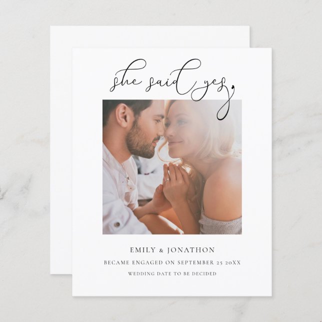 Budget She Said Yes Script Photo Engagement (Front/Back)
