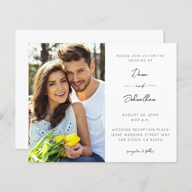 Budget Side Photo Modern Calligraphy Wedding (Front/Back)