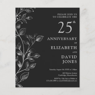 Budget Silver 25th Wedding Anniversary Invitation