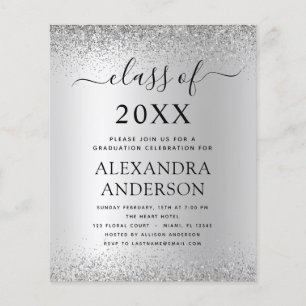 Budget Silver Black 2022 Graduation Party Glitter Flyer