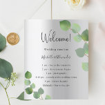 Budget silver eucalyptus wedding program<br><div class="desc">A modern,  elegant,  wedding program,  timeline.  Faux silver looking background,  decorated with eucalyptus greenery,  sprigs. Personalise and add your names and wedding details. Black coloured letters.  If you have more text it's possible to reduce the line space and also add text on the back.</div>