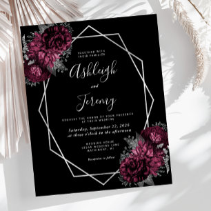 Budget Silver Frame Burgundy Floral Black Wedding