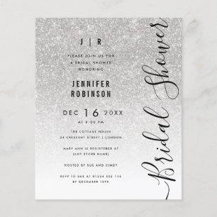 Budget Silver Glam Glitter Bridal Shower  Flyer