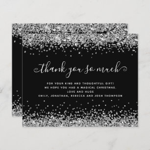 Budget Silver Glitter Christmas Black Thank You