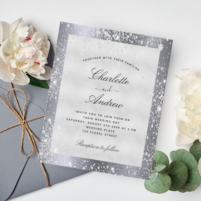 Budget silver glitter dust elegant script wedding (Creator Uploaded)