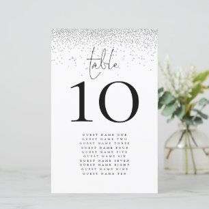 Budget Silver Glitter Names Wedding Table Number