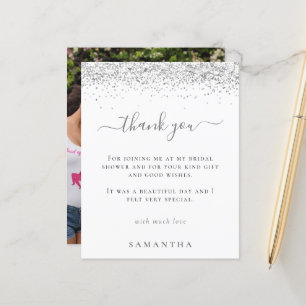 Budget Silver Glitter Photo Bridal Shower Thanks