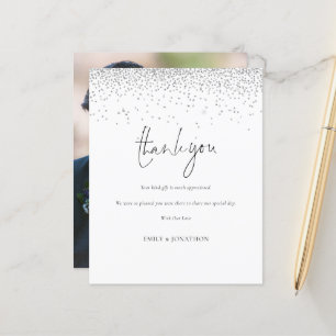 Budget Silver Glitter Photo Wedding Thank You