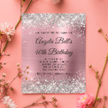 Budget Silver Glitter Pink 40th Birthday Invite<br><div class="desc">An inexpensive budget option featuring a glamourous fancy monogram 40th birthday invitation for her. Faux sparkly silver glitter against a faux light pink ombre foil graphic image. The fancy black and white calligraphy monogrammed design can be customised or removed. All the sparkly and shiny elements in this modern girly design...</div>