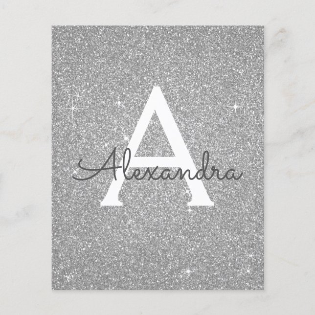 Budget Silver Glitter Sweet Sixteen Birthday Flyer (Front)