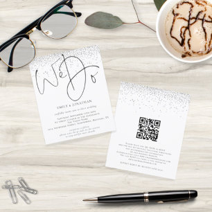 Budget Silver Glitter We Do QR Code Wedding Invite