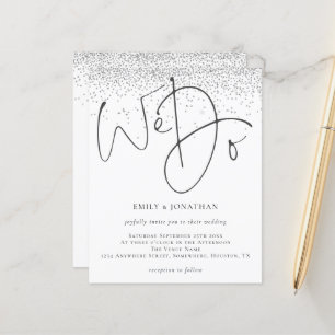 Budget Silver Glitter We Do Wedding Invitation