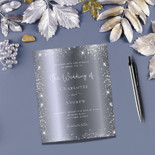Budget silver glitter wedding invitation rsvp