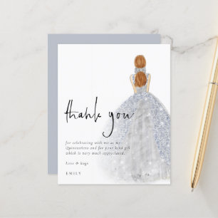 Budget Silver Gown Red Hair Quinceañera Thank You