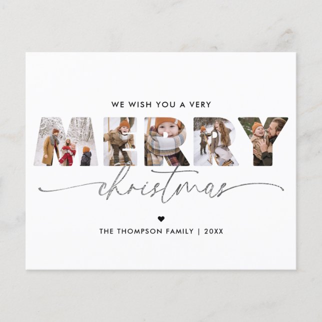BUDGET Silver Merry Christmas Photo Collage (Front)