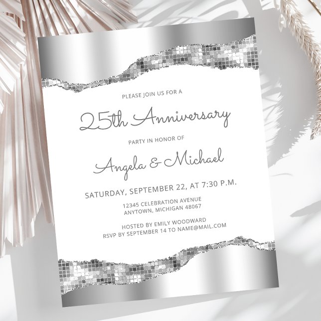Budget Silver Mirror Foil 25th Anniversary Invite (Creator Uploaded)