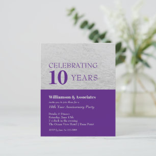 Budget Silver Purple Business Anniversary Invites