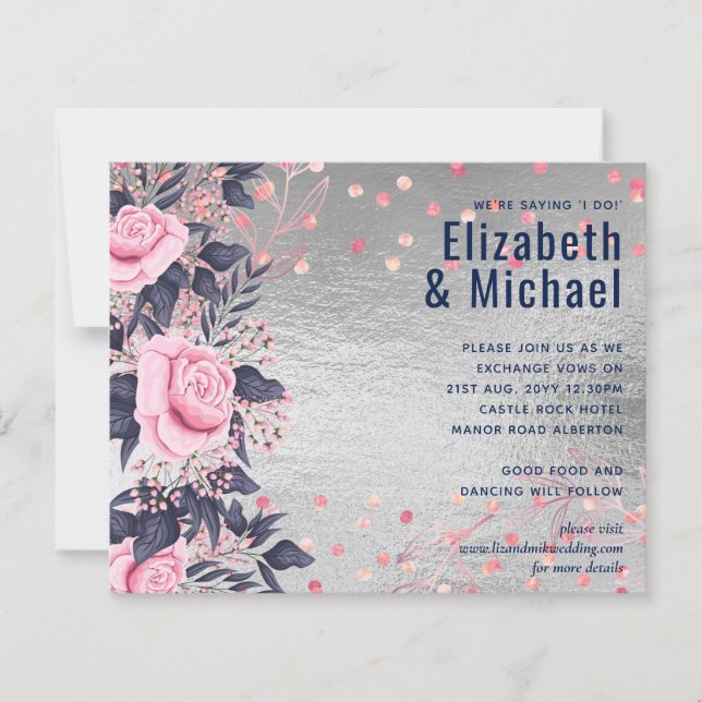 BUDGET Silver Rosegold Navy Pink Metallic Wedding (Front)