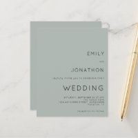 Budget Silvery Sage Green Wedding Invitation