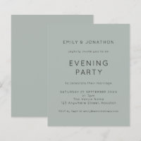 Budget Silvery Sage Wedding Evening Party Invite