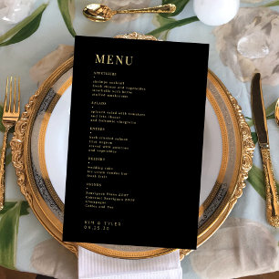 Budget simple black and gold wedding menu