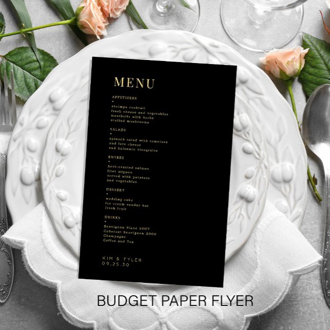 Budget simple black and gold wedding menu (Creator Uploaded)