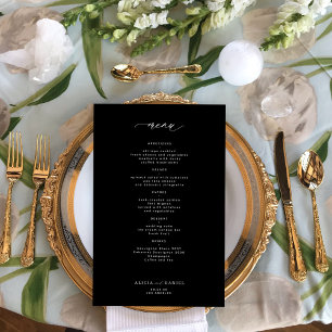Budget simple black and white wedding menu