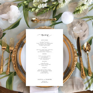Budget simple black and white wedding menu