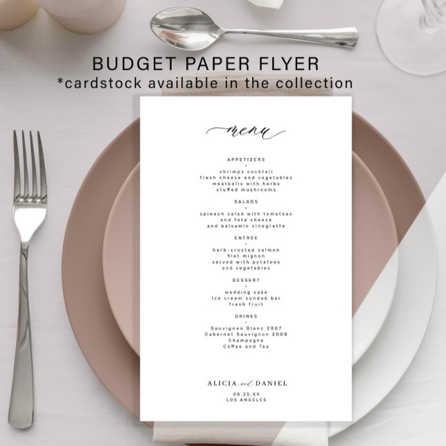 Budget simple black and white wedding menu (Creator Uploaded)