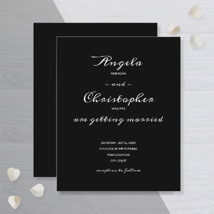 Budget Simple Black White Wedding Invitation