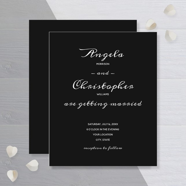 Budget Simple Black White Wedding Invitation (Creator Uploaded)