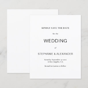 Budget Simple  Black & White Wedding Save The Date