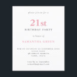 Budget Simple Blush Pink 21st Birthday Invitation<br><div class="desc">Budget Simple Text Blush 21st Birthday Invitation. A value for money smaller 4.5 x 5.6 inch alternative defaulted to the semi gloss option which is recommended for invitations and is a similar thickness to a postcard. The satin option is much thinner paper. The font colour and type can be changed...</div>