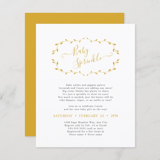 Budget Simple Botanical Baby Sprinkle PAPER (Front/Back)